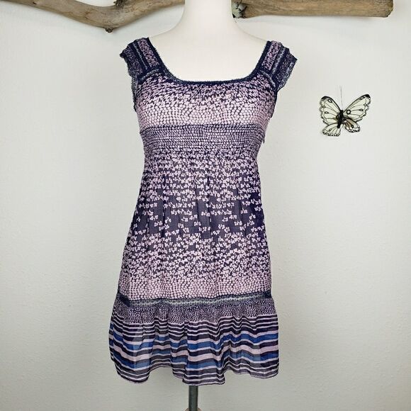 Free people purple floral mini summer dress - Picture 1 of 8